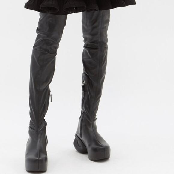NEW  as is 36, 6 Givenchy G Lambskin Over-The-Knee Clog Boots Soft Leather Tall - Picture 6 of 16